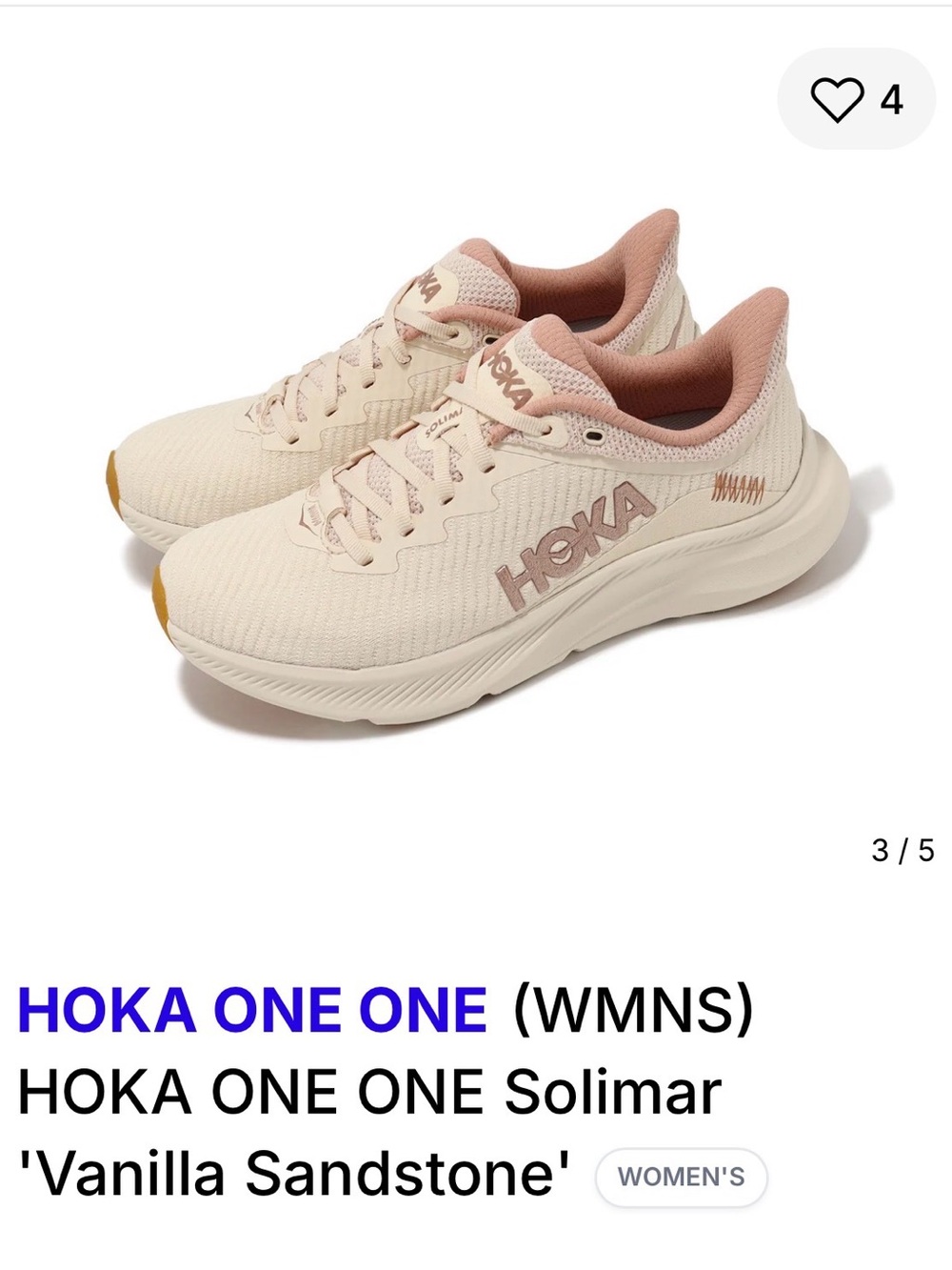 HOKA ONE ONE Women's Solimar Running Shoes in Vanilla Sandstone